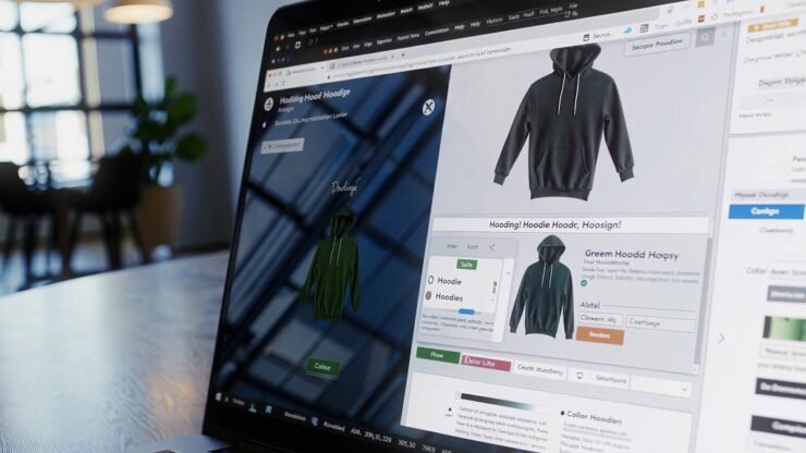 E-commerce dashboard displaying customizable hoodie options for product selection and online retail planning
